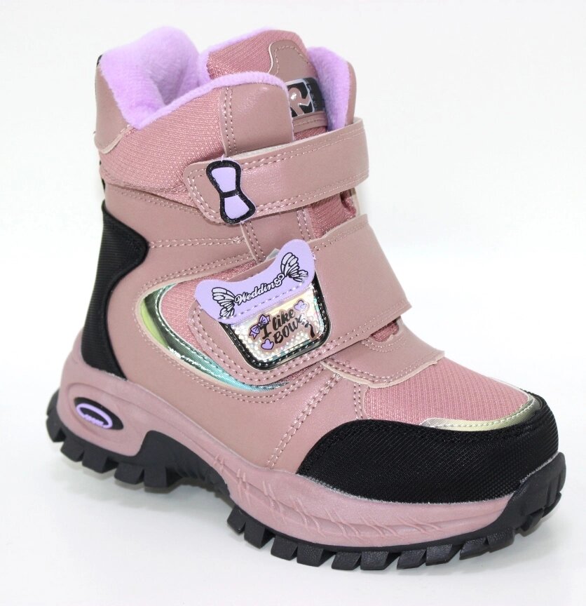 Теплі зимові черевики на липучках для дівчинки від компанії МоДнАтУфЛя - фото 1