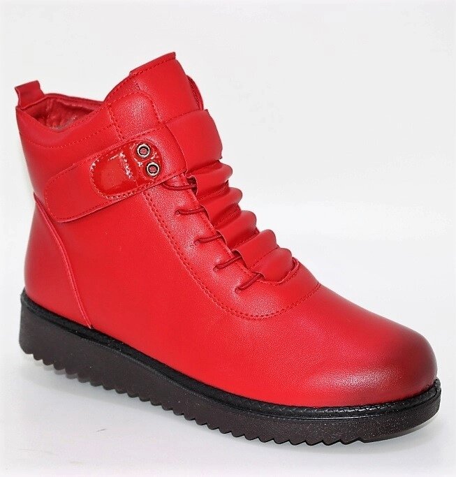 Зимові червоні жіночі черевики від компанії МоДнАтУфЛя - фото 1