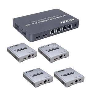 HDSS2-6-COM Комплект HDMI 2x6 спліттер / подовжувач до 100-120 м., 4 приймача включені в комплект