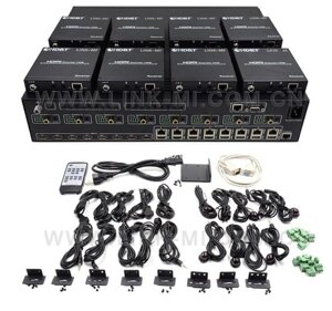 LINK-MI LM-MX816IR-100 8х8 HDBaseT HDMI Matrix 4K POE, матричний комутатор, комплект з приймачами 8 шт., до 100 метрів