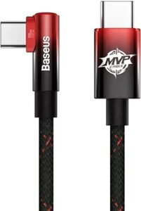 USB PD кабель baseus MVP 2 elbow-shaped 20V 5A 2M USB type-C - type-C cable black/red (CAVP000720)