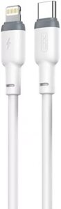 USB PD Кабель XO NB208A Liquid Silicone 20W 3A USB Type-C - Lightning Cable White