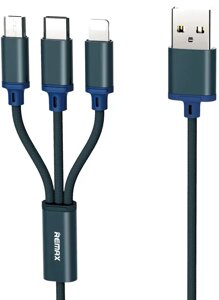 USB Кабель Remax Gition 3-in-1 USB Type-C/Lightning/micro USB Cable Blue (RC-131th)