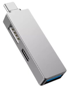 Мультипортовий USB Type-C концентратор (хаб) WIWU T02 Pro USB 2.0 + USB 3.0 + USB-C Silver