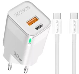 Мережевий зарядний пристрій Jellico C44 30W PD/QC USB-A-C + USB-C - C cable white