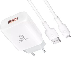 Мережевий зарядний пристрій Ridea RW-11111 Element 10.5W 2.1A USB-A + microUSB cable White
