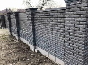 Цегла для паркану LAND BRICK облицювальна чорна з фактурою Промінь