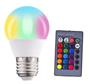Лампа LED цветная A50 RGB 3 Wt с пультом
