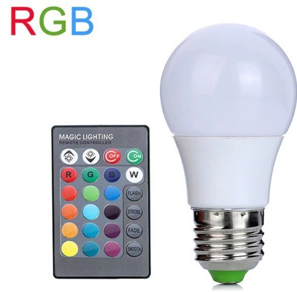 Лампа LED кольорова RGB 3 Wt з пультом - наявність