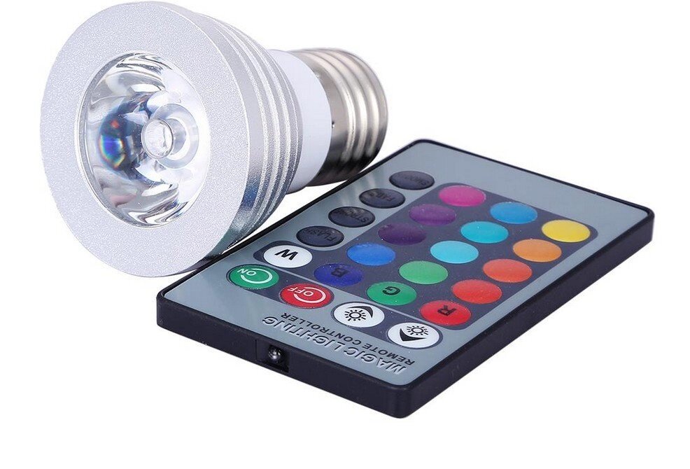Лампа Spot E27 RGB 3 Wt з пультом, спрямованого світла - розпродаж