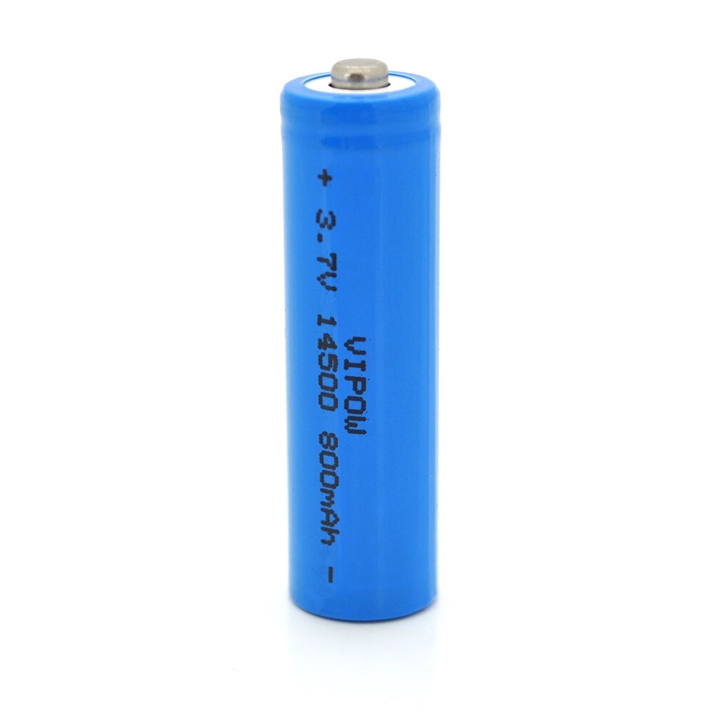 Акумулятор 14500 Li-Ion Vipow ICR14500 TipTop, 800mAh, 3.7V, Blue від компанії АВТОСТИЛЬ - фото 1