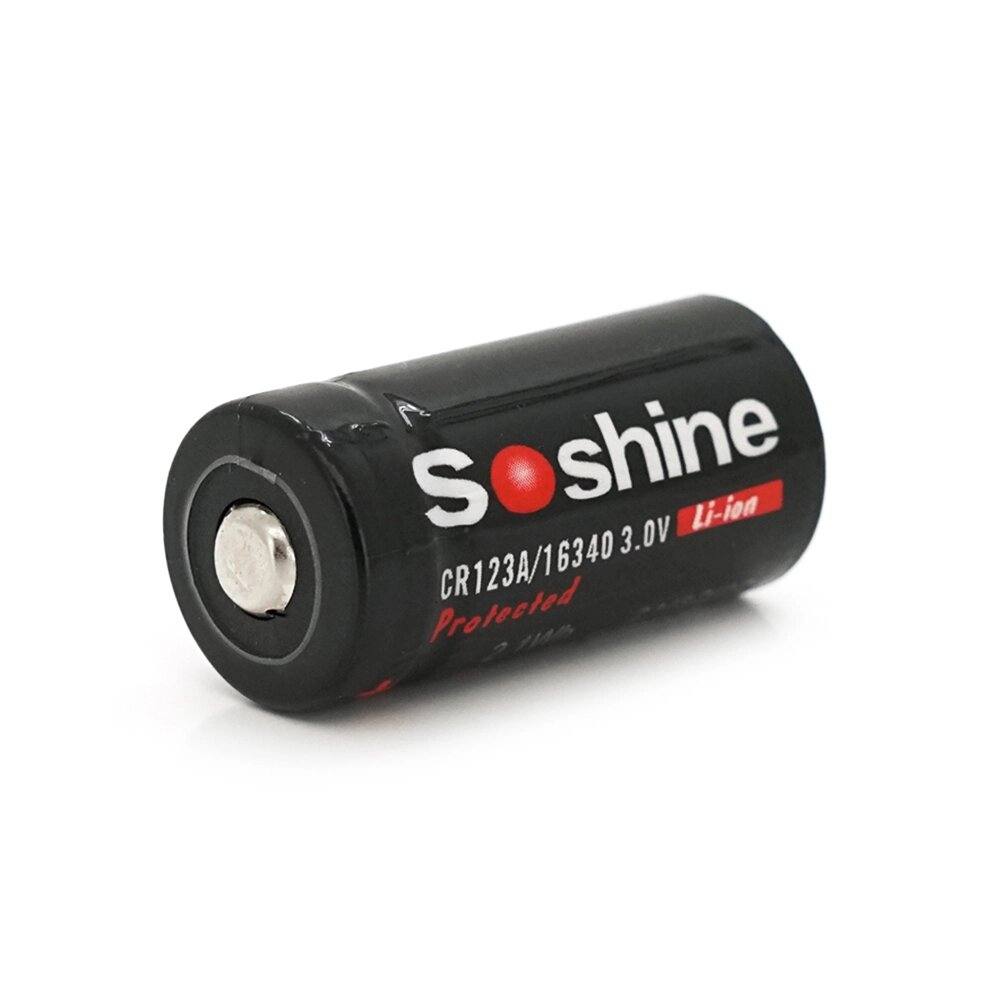 Акумулятор 16340/CR123 Li-Ion Soshine 16340P-3.0-700 Protected, 700mAh, 3.0V, Black від компанії АВТОСТИЛЬ - фото 1