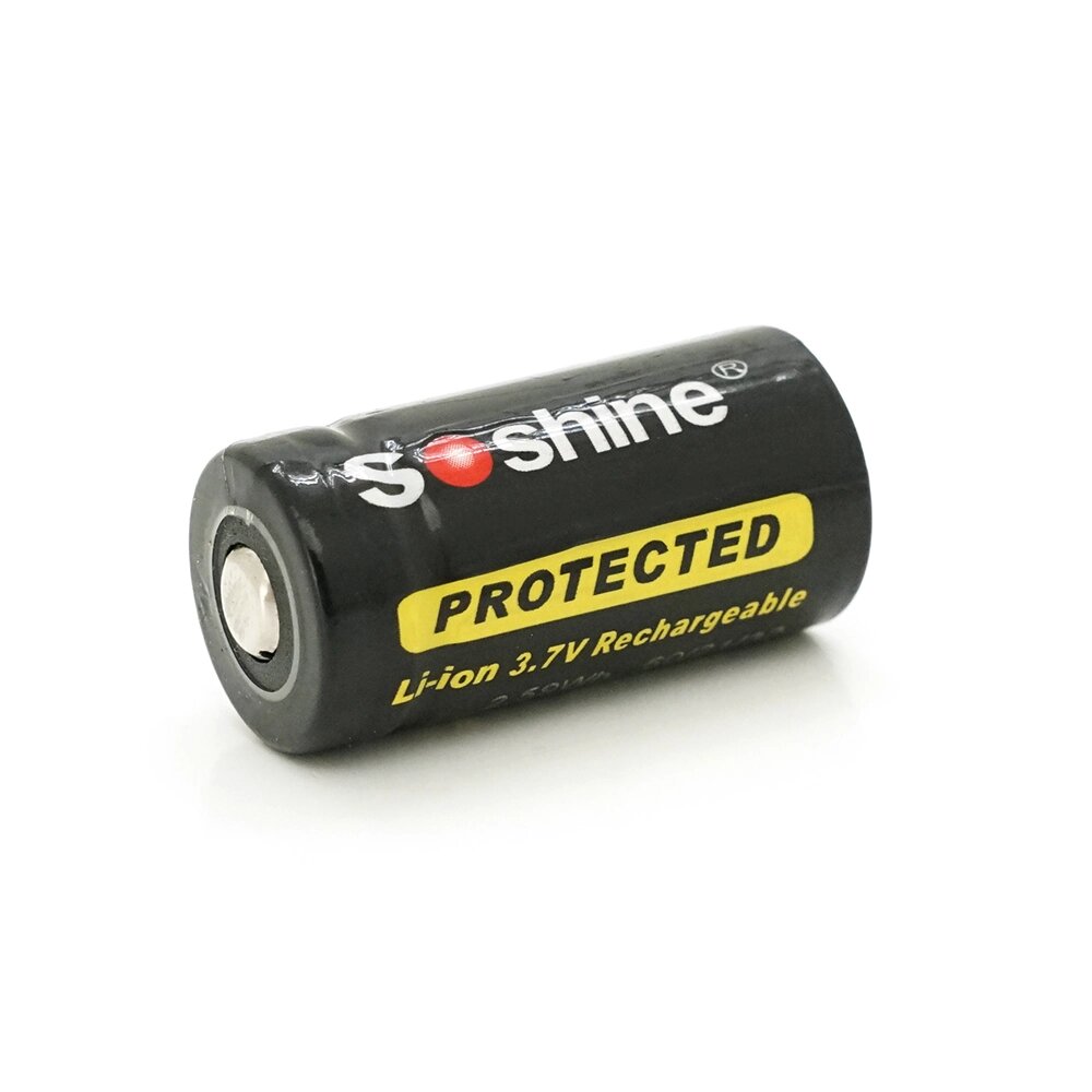 Акумулятор 16340/CR123 Li-Ion Soshine 16340P-3.7-700 Protected, 700mAh, 0.7A, 4.2/3.6/2.75V, Black від компанії АВТОСТИЛЬ - фото 1