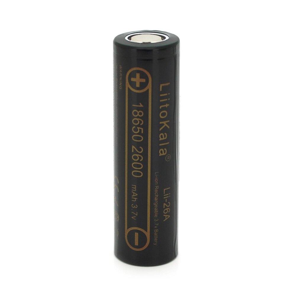 Акумулятор 18650 Li-Ion LiitoKala Lii-26A, 2600mah (2450-2650mah), 3.7V (2.75-4.2V), Black, PVC BOX Q2,  цiна за 1 шт від компанії АВТОСТИЛЬ - фото 1