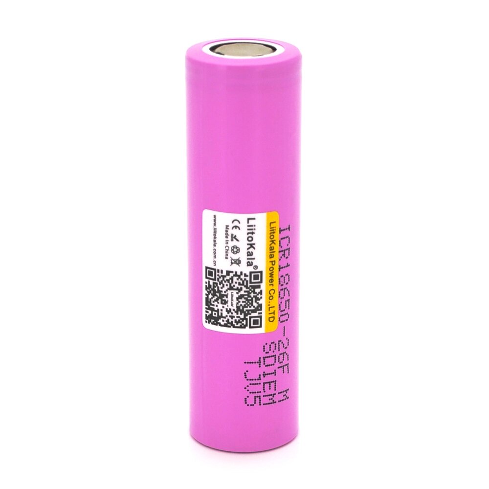 Акумулятор 18650 Li-Ion LiitoKala Lii-26FM, 2600mah (2450-2650mah), 3.7V (2.75-4.2V), Pink, PVC BOX від компанії АВТОСТИЛЬ - фото 1