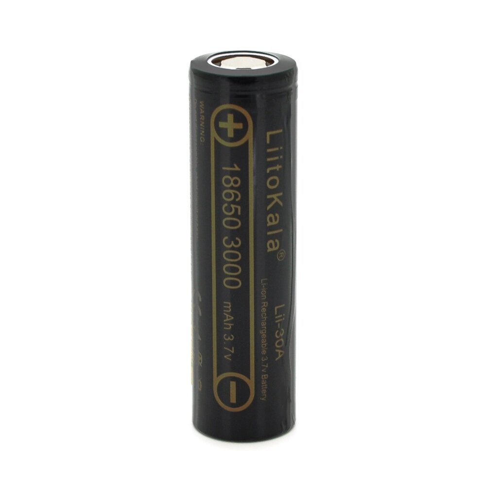 Акумулятор 18650 Li-Ion LiitoKala Lii-30A, 3000mah (2850-3250mah), 30A, 3.7V (2.75-4.2V), Black, PVC BOX Q2,  цiна за 1 від компанії АВТОСТИЛЬ - фото 1