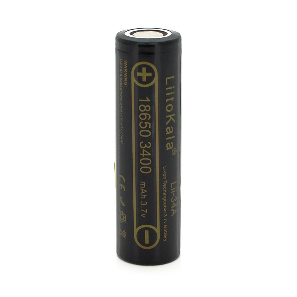 Акумулятор 18650 Li-Ion LiitoKala Lii-34A, 3400mAh (3250-3350mAh), 3.7V (2.75-4.2V), Black, , 2 шт в упаковці, ціна за від компанії АВТОСТИЛЬ - фото 1