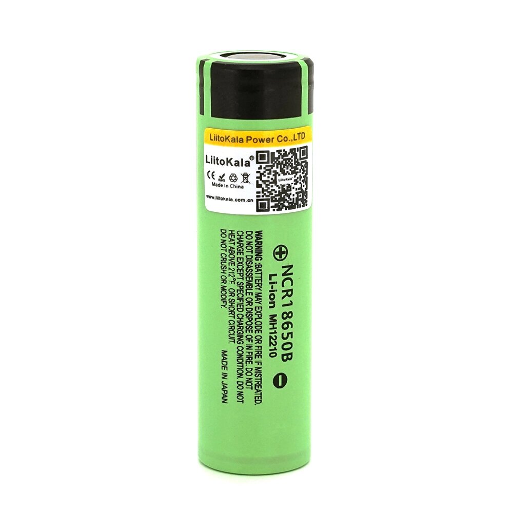 Акумулятор 18650 Li-Ion LiitoKala Lii-34B, 3400mAh (3200-3400mAh), 3.7V (2.75-4.2V), Green, PVC BOX від компанії АВТОСТИЛЬ - фото 1