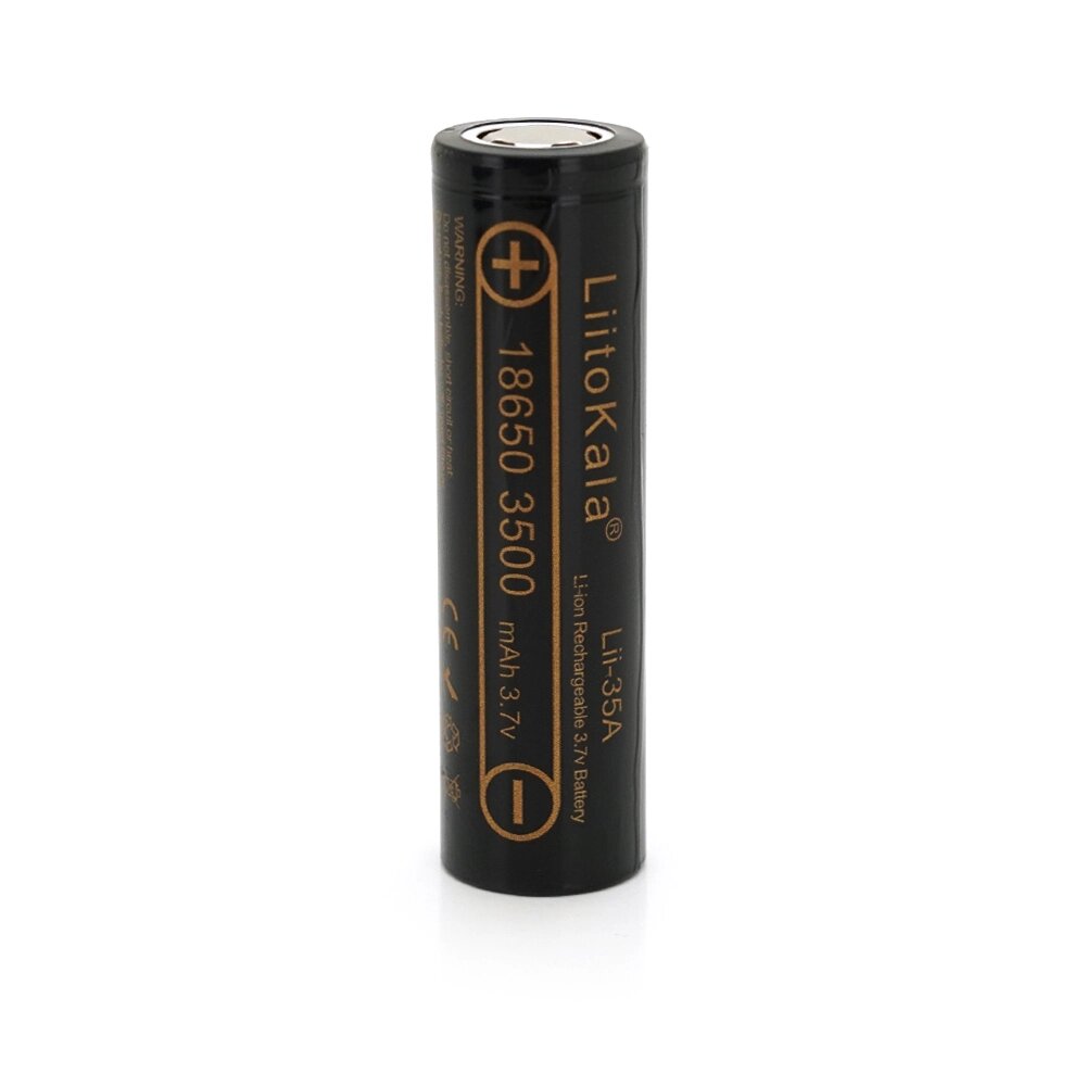 Акумулятор 18650 Li-Ion LiitoKala Lii-35A, 3500mah (3550-3650mah, 3.7V (2.75-4.2V), Black, PVC BOX Q2,  цiна за 1 шт від компанії АВТОСТИЛЬ - фото 1