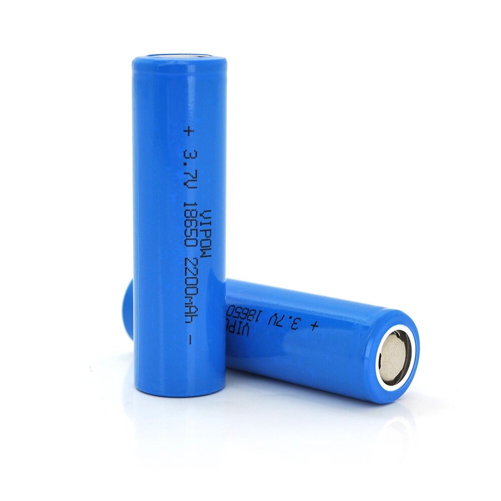 Акумулятор 18650 Li-Ion Vipow ICR18650 FlatTop, 2200mAh, 3.7V, Blue від компанії АВТОСТИЛЬ - фото 1