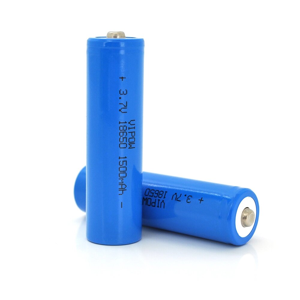 Акумулятор 18650 Li-Ion Vipow ICR18650 TipTop, 1500mAh, 3.7V, Blue Q50/500 від компанії АВТОСТИЛЬ - фото 1