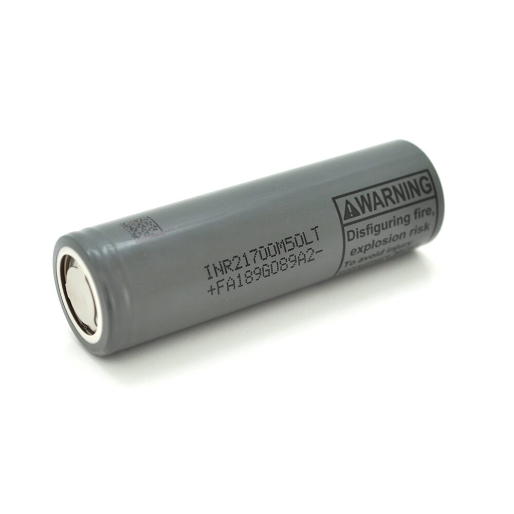 Акумулятор 21700 Li-Ion LG INR21700 (M50LT), 5000mAh, 7.2(14.4)A, 4.2/3.69/2.5V, Gray від компанії АВТОСТИЛЬ - фото 1