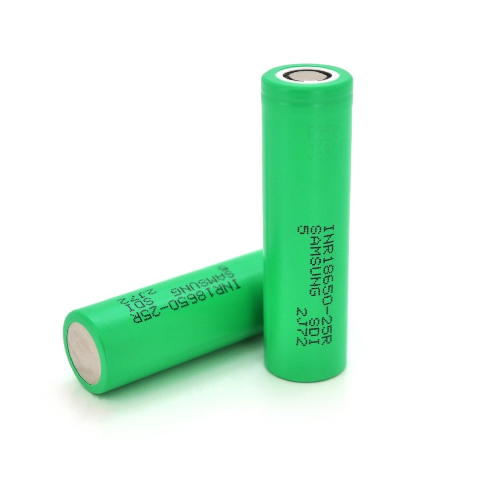 Акумулятор Li-Ion 18650 Samsung INR18650-25R, 2500mAh, 20A, 4.2/3.6/2.5V, GREEN, 2 шт в упаковці, ціна за 1 шт від компанії АВТОСТИЛЬ - фото 1