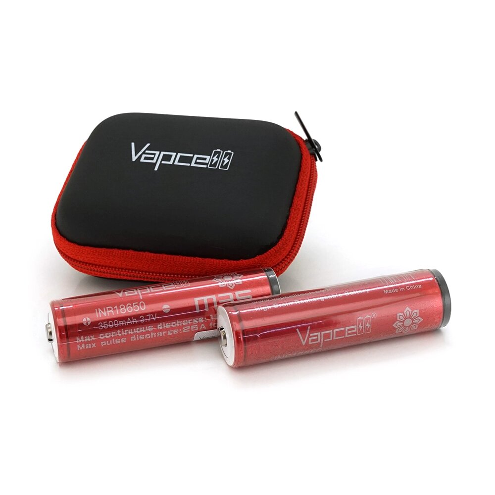 Акумулятор Li-Ion Vapcell 18650 INR18650 M35 Protected, 3500mAh, 10A, 4.2/3.6/2.5V, ціна за шт, Red від компанії АВТОСТИЛЬ - фото 1