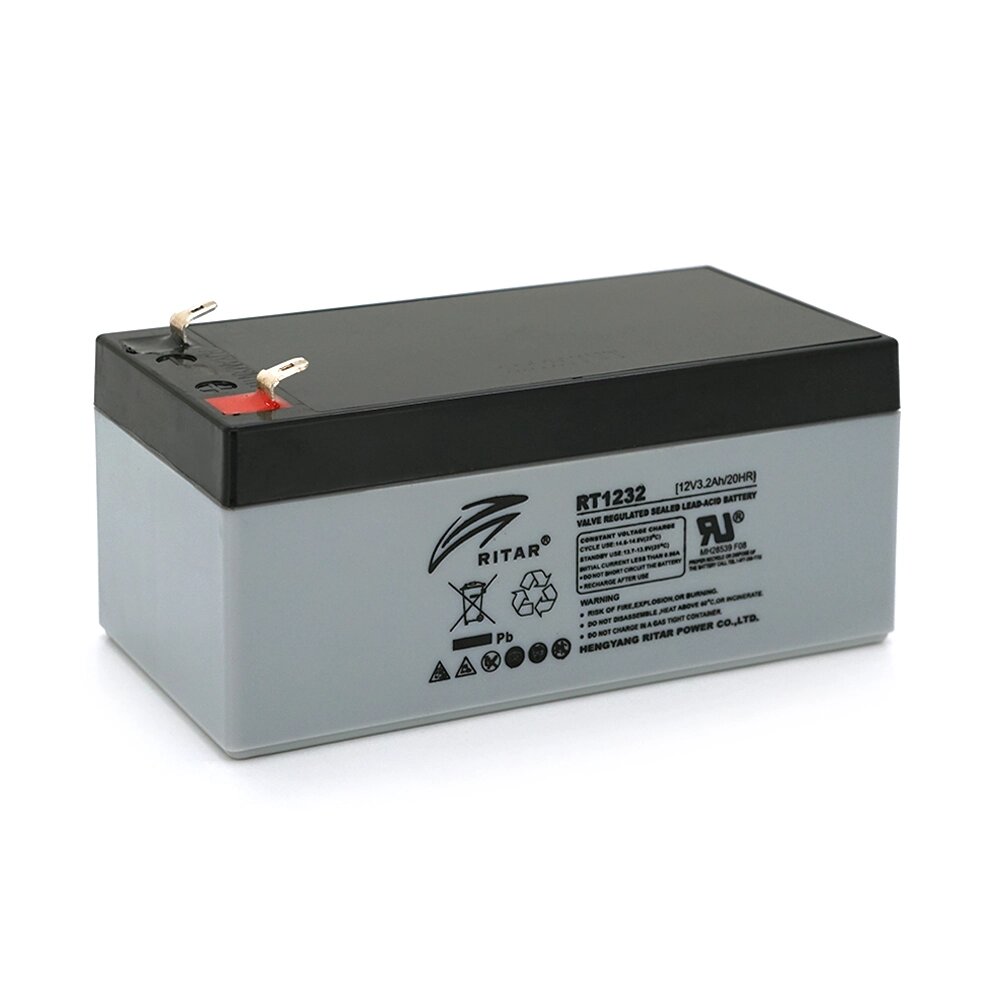 Акумуляторна батарея AGM RITAR RT1232, Gray/Black Case, 12V 3.2Ah (133 х 67х 59 (63) ) Q10 від компанії АВТОСТИЛЬ - фото 1