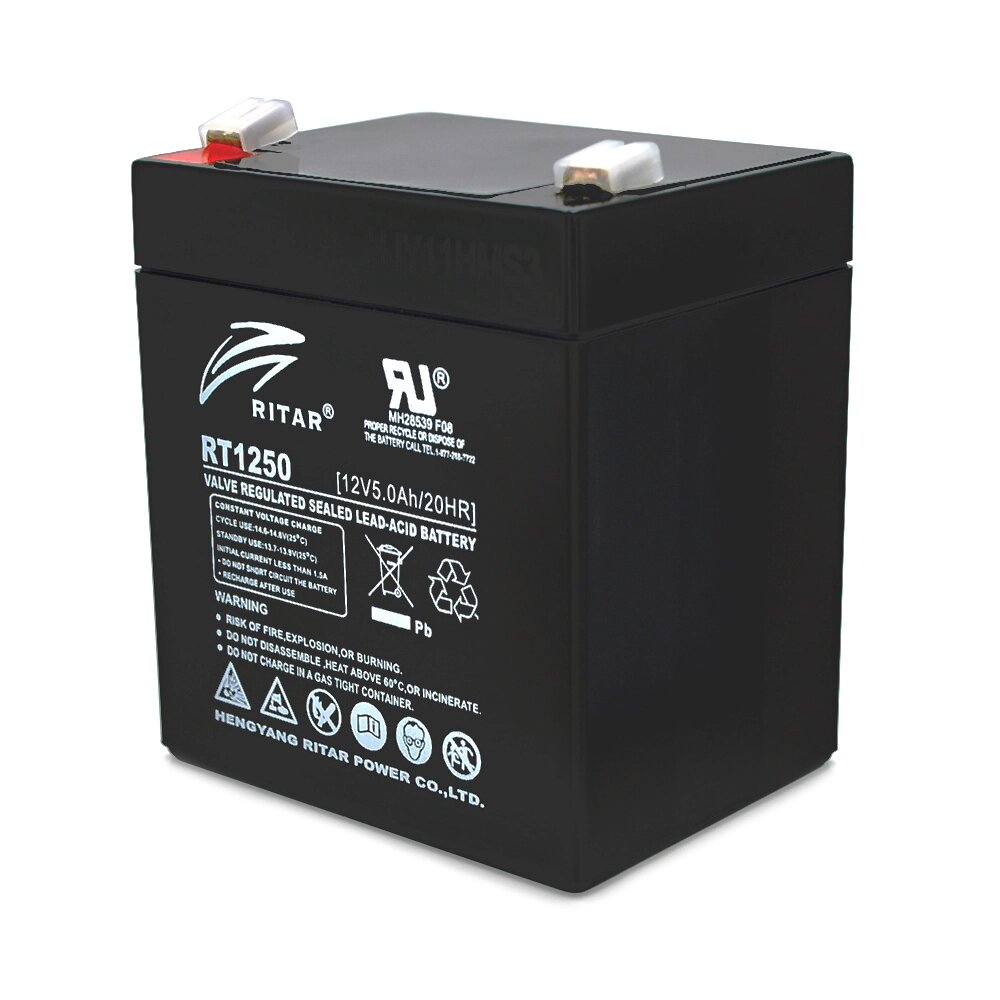 Акумуляторна батарея AGM RITAR RT1250B, Black Case, 12V 5.0Ah ( 90 х70 х 101 (107) )  Q10 від компанії АВТОСТИЛЬ - фото 1