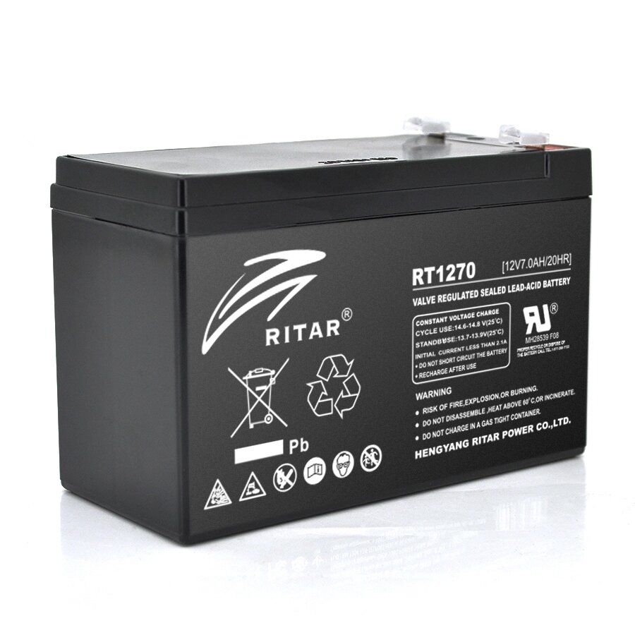 Акумуляторна батарея AGM RITAR RT1270B, Black Case, 12V 7.0Ah ( 151 х 65 х 94 (100) ) Q10 від компанії АВТОСТИЛЬ - фото 1