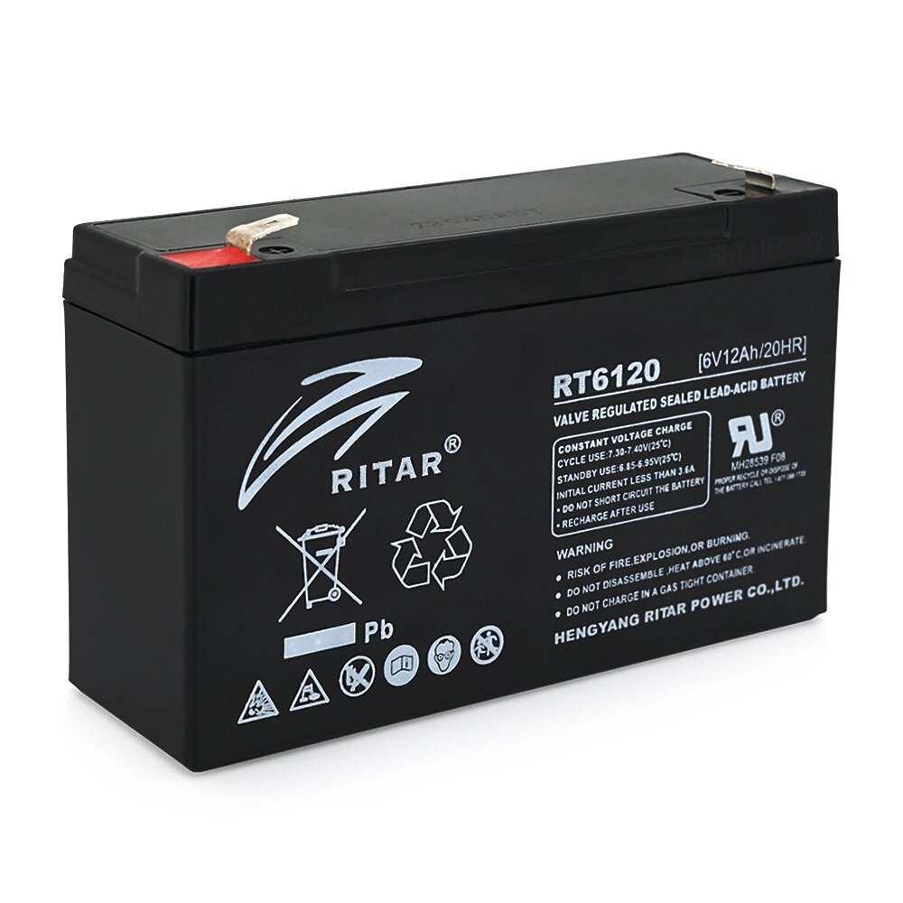 Акумуляторна батарея AGM RITAR RT6120A, Black Case, 6V 12Ah ( 150 х 50 х 93 (99) ) Q10 від компанії АВТОСТИЛЬ - фото 1