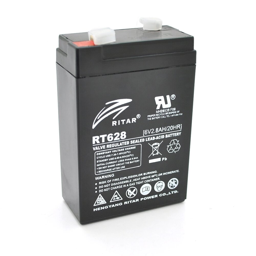 Акумуляторна батарея AGM RITAR RT628, Black Case, 6V 2.8Ah (66х34х 97 (103)) Q25) від компанії АВТОСТИЛЬ - фото 1