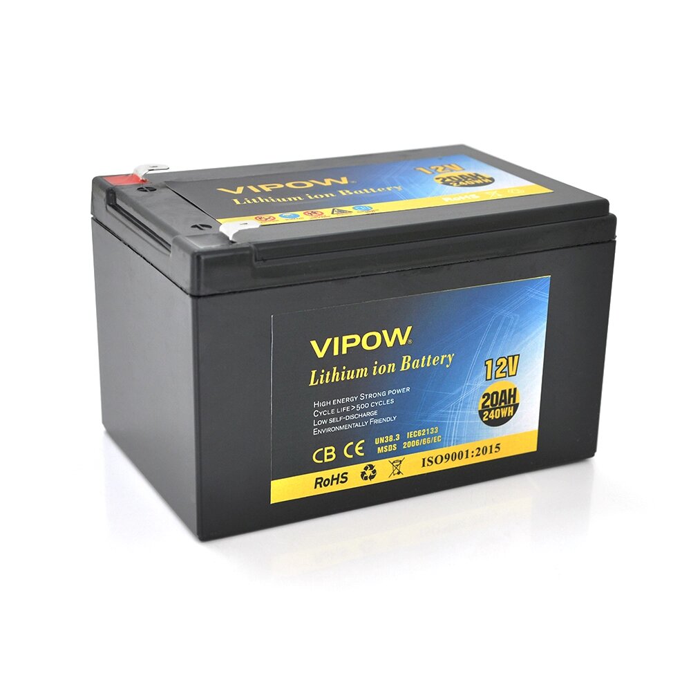 Акумуляторна батарея літієва Vipow 12 V 20Ah з елементами Li-ion 18650 з вбудованою ВМS платою, (3S10P) від компанії АВТОСТИЛЬ - фото 1