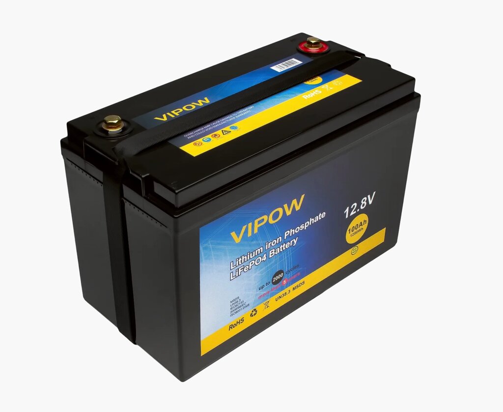 Акумуляторна батарея Vipow LiFePO4 12,8V 100Ah з вбудованою ВМS платою 80A від компанії АВТОСТИЛЬ - фото 1