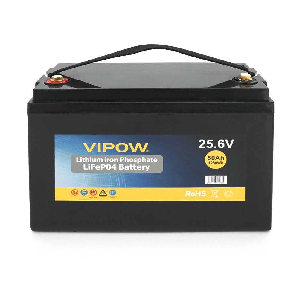 Акумуляторна батарея Vipow LiFePO4 25,6V 50Ah з вбудованою ВМS платою 40A (330*175*225) від компанії АВТОСТИЛЬ - фото 1