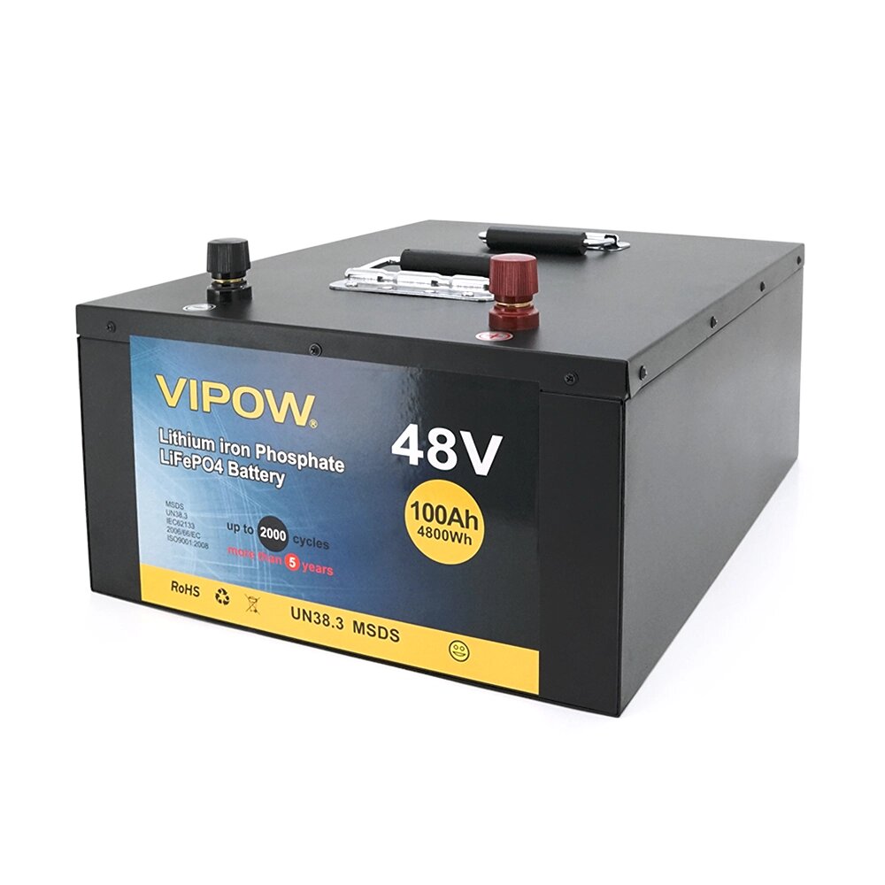 Акумуляторна батарея Vipow LiFePO4 51,2V 100Ah з вбудованою ВМS платою 80A (450*442*177) від компанії АВТОСТИЛЬ - фото 1