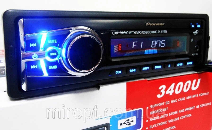 Автомагнітола 3400U Usb+Sd+Fm+Aux+ пульт від компанії АВТОСТИЛЬ - фото 1