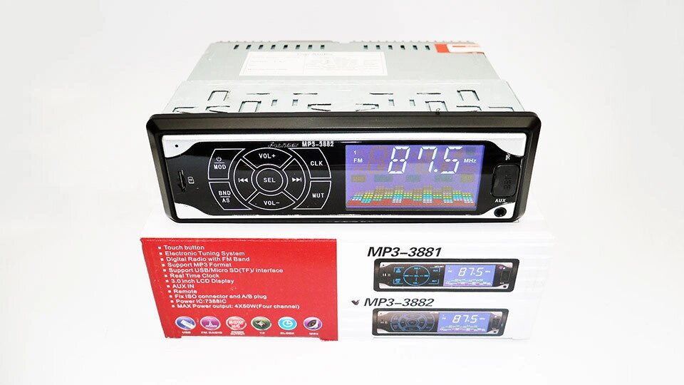 Автомагнітола 3882 ISO — MP3 Player, FM, USB, SD, AUX сенсорна магнітола від компанії АВТОСТИЛЬ - фото 1