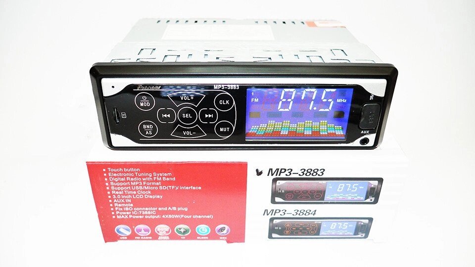 Автомагнітола 3883 ISO — MP3 Player, FM, USB, SD, AUX сенсорна магнітола від компанії АВТОСТИЛЬ - фото 1