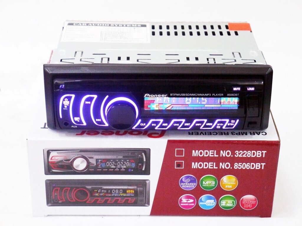 Автомагнітола 8506DBT Bluetooth Usb+RGB підсвітка+Fm+Aux+знімна панель+ пульт (4x50W) від компанії АВТОСТИЛЬ - фото 1