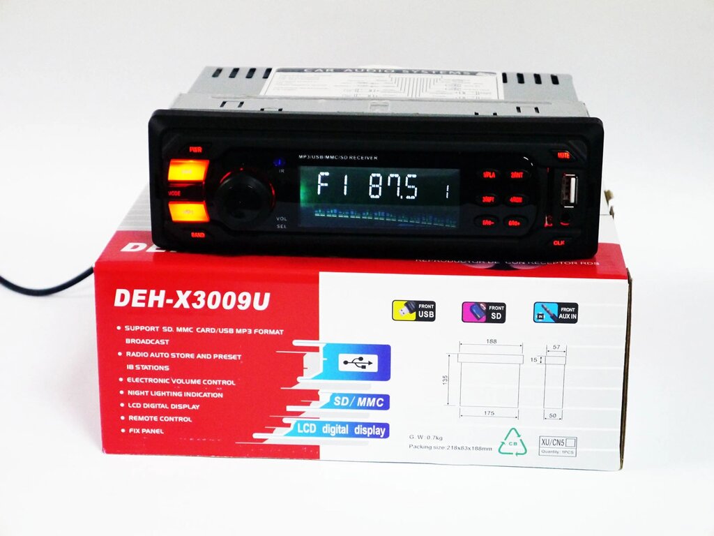 Автомагнітола DEH-X3009U — USB+SD+FM+AUX від компанії АВТОСТИЛЬ - фото 1