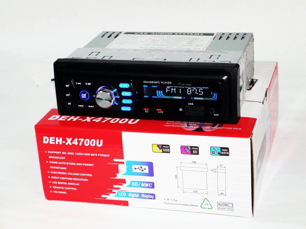 Автомагнітола DEH-X4700U - Usb+Sd+Fm+Aux+ пульт від компанії АВТОСТИЛЬ - фото 1