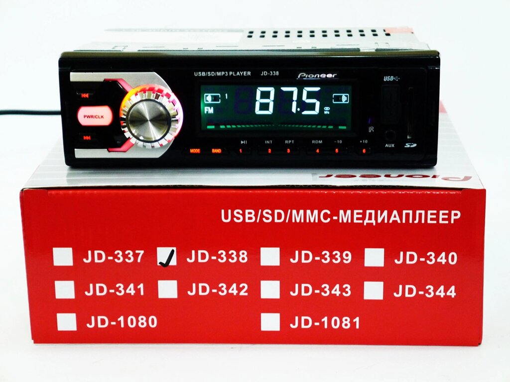 Автомагнітола JD-338 ISO USB+SD+FM+AUX+ пульт (4x50W) від компанії АВТОСТИЛЬ - фото 1