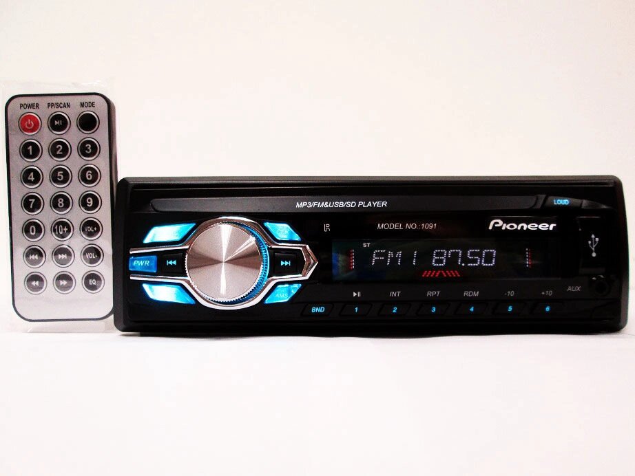 Автомагнітола Pioneer тисячі дев'яносто один Знімна панель Usb + Sd + Fm + Aux + пульт від компанії АВТОСТИЛЬ - фото 1