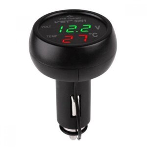 Годинник термометр + вольтметр VST 706-4 в прикурювач + USB (ЗЕЛЕНІ)