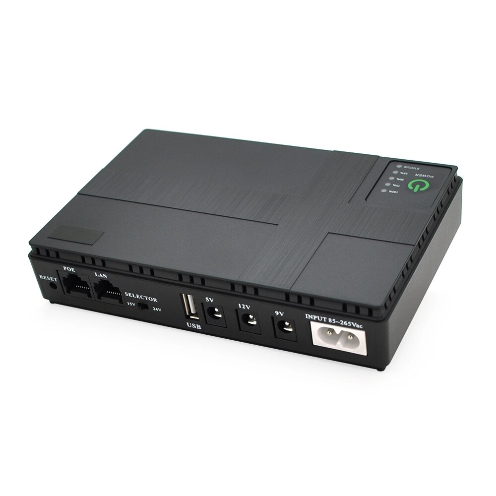 ДБЖ UPS-18W DC1018P для роутерів/комутаторів/PON/POE-430, 5//9/12V, 1A, 10400MAh (4*2600MAh), Black, BOX від компанії АВТОСТИЛЬ - фото 1