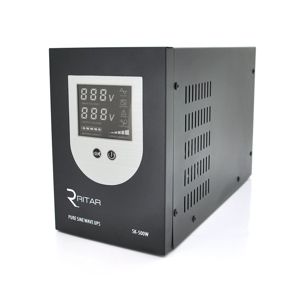 ДБЖ з правильною синусоїдою Ritar SK-800VA (500W), DC:145-275V, LCD-дисплей, 2Shuko socket, 12V,  під зовнішню батарею, від компанії АВТОСТИЛЬ - фото 1