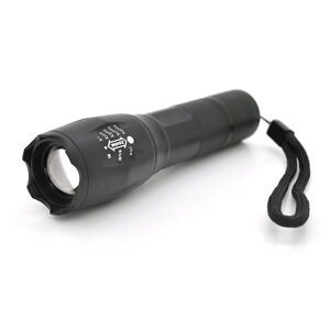 Ліхтар ручний PIPO XML-T6, 1LED cree T6, 3W, 5 режимів, ZOOM, 18650/2800mah (перехідник 3*AAA), black, IP44, сзу,