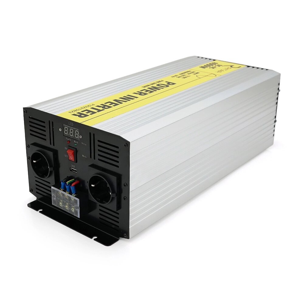 Інвертор напруги RITAR RSC-5000, 12V/220V, 5000W з правільною синусоїдою, 2xShuko, 1xUSB, клемні дроти, клемні колодки, від компанії АВТОСТИЛЬ - фото 1